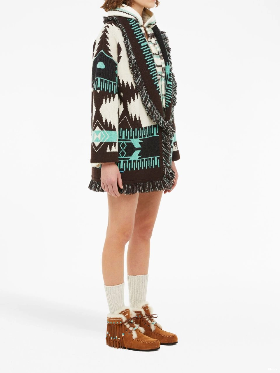 Affordable fringed Women cardigan Alanui Jacquard Icon 0816